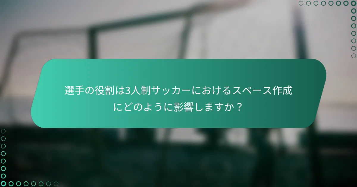 選手の役割は3人制サッカーにおけるスペース作成にどのように影響しますか?